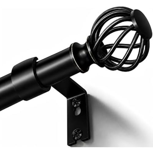 Curtain Rods for Windows 28-48 Inch(2.3-4Ft), Matte Black Small Decorative Curtain Rod Adjustable, Heavy Duty 1 Inch Drapery Rod for Living Room Bedroom Kitchen Samll Windows