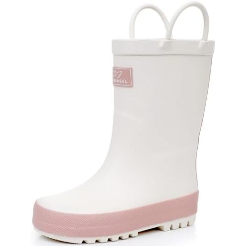 RAINANGEL Toddler Rain Boots with Easy-On Handles, Waterproof Kids Rain Boots for Girls & Boys, Fun Printed & Colors Unisex-Child Outdoor Boots