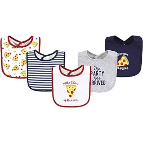 Hudson Baby Infant Boy Cotton Bibs, Pizza Slice Of Heaven, One Size