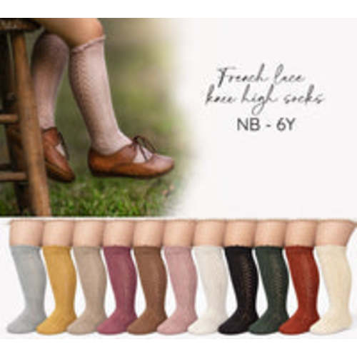 French Lace Knee High Baby Socks – Olive and Cradle