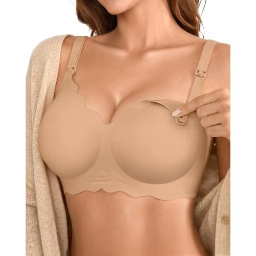DEANGELMON Maternity Nursing Bra for Women Breastfeeding - Jelly Pregnancy Pumping Breast Feeding Seamless Bras with Support