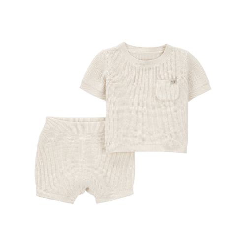 Khaki Baby 2-Piece Waffle Knit Tee & Short Set