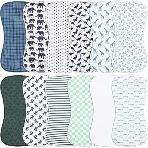 Baby Burp Cloths &Baby B.ibs 2-in-1 Design 3 Layers Thicken Cotton Absorbent and Soft Spit Up Burping Rags Set for Newborn (Multicolor-01)