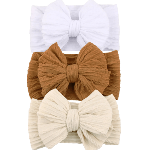 3-Pack Cable Bows, White/Almond/Oat – SpearmintLOVE