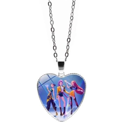 Demon Hunters Necklace Movie Lovers Gift Accessory Colorful Heart Shape sweater Chain Jewelry