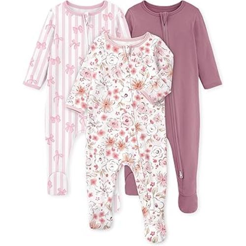 Yoofoss Baby Pajamas 100% Organic Cotton Baby Sleepers for Newborn 0-3 3-6 6-9 Months Boys Girl Clothes 3pcs Footed PJs