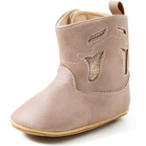 Jastore Baby Cowboy Boots Western Boots Toddler Cowboy Bootie Soft Sole Non-Slip Crib Shoes for Infant Boys Girls