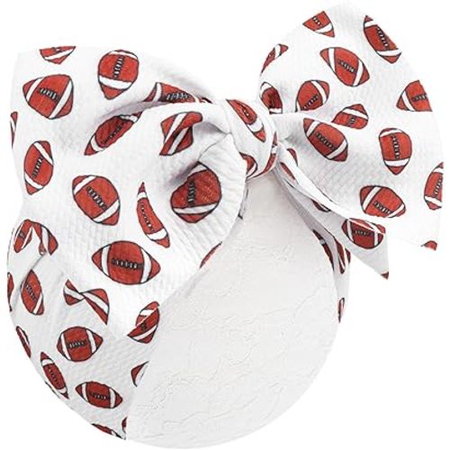 YanJie Baby Girls Headbands Football Sports Printed Bow Wide Headbands Basketball Handmade Hairbands Game Day Sports Hair Accessories Gift for Football Newborn Infant Toddlers Kids