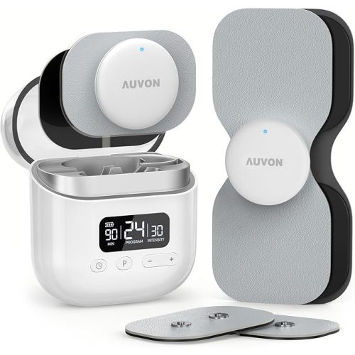 AUVON Wireless 24 Modes TENS Unit Muscle Stimulator for Pain Relief, Smart Rechargeable TENS Machine with Dual Size 6 TENS Pads for Physical Therapy, Pocket-Size TENS Device for Shoulder & Back Pain