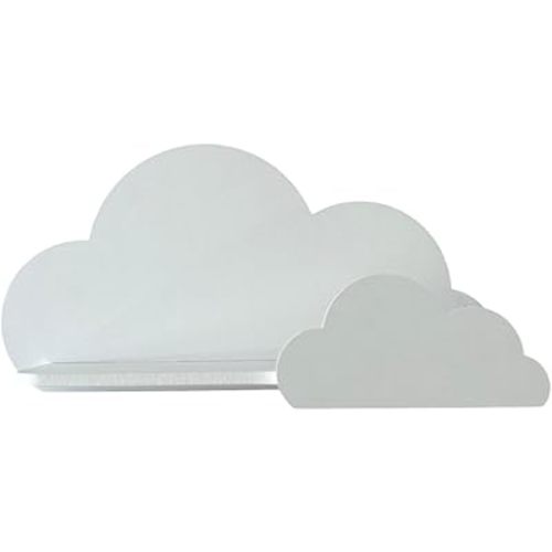 BugyBagy Cloud Wall Shelf – Decorative Wooden Floating Shelf for Nursery, Kids Room – Multiple Colors & Light Options (White Cloud Shelf – No Light)
