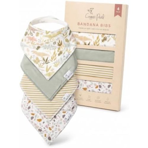 Copper Pearl Baby Bibs 4 Pack, Printed Bandana Drool Bibs for Baby Girl & Boy, Soft Cotton Drooling Teething Bibs