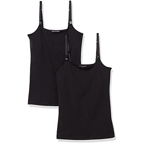 Amazon Essentials Women's Maternity Nursing Friendly Camisole with Adjustable Straps and Built-in Shelf Bra, Pack of 2