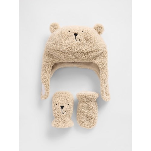 Baby Sherpa Brannan Bear Hat & Mittens Set