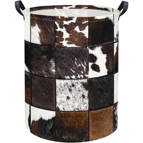Baby Laundry Basket Kids Hamper Toy Storage Bin for Boys Room Decor Baby Nursery Hamper Gift Baskets for Bedroom Bathroom(Cows Print)