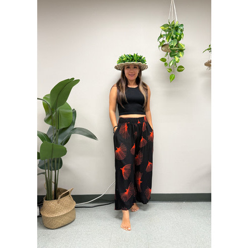Haleiwa pants - Small Ohia - Black/ Red