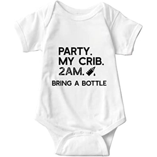 listery Party My Crib Onesie Funny Baby Onesie Funny Sayings Baby Boy Clothes Party At My Crib Bodysuits Baby Girl Clothes