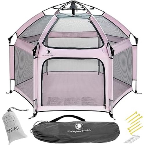 POP 'N GO PLAYPEN - Indoor & Outdoor Baby Playpen for Babies and Toddlers - Baby Beach Tent, Foldable, Portable W/Canopy, Travel Bag, & Mosquito Net - Pop Up Pack and Play Tent (Lavender)