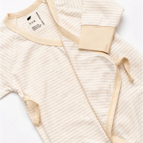Cream Heather Stripe Organic Kimono Tie One-Piece