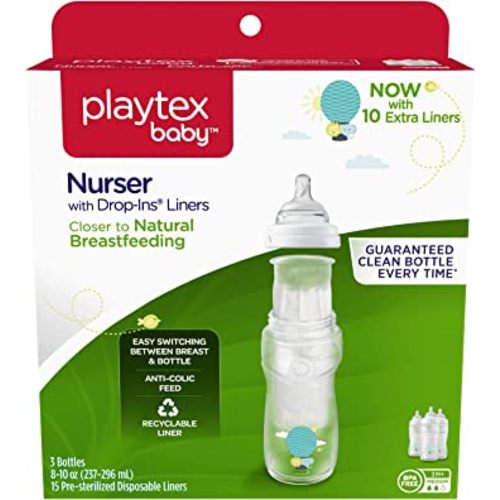 Playtex BPA Free Premium Nurser Bottles with Drop in Liners, 3 Count
