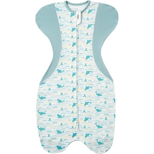 Swaddle for Newborns, Baby Swaddles 0-3 Months 5-13lb, Arms Up Swaddle 0-3 Months Newborn with Moisture-Wicking Fabric, Promotes Healthy Hip Development, 2-Way Zipper , 1Pack(Whales and the sea)