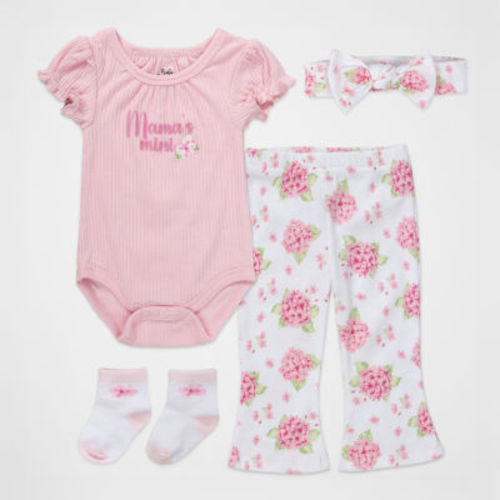 Baby Essentials Baby Girls 4-pc. Pant Set