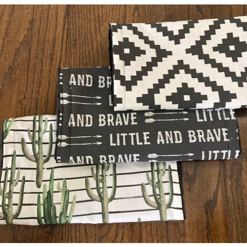 Boho Aztec Burp Cloth Set, Set of 3 Gender Neutral Baby Burp Cloths, cactus, little and brave, aztec, baby shower gift, boho western