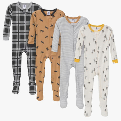 (Size 12m) Gerber baby-boys Baby-boys 4-pack Footed Pajamas