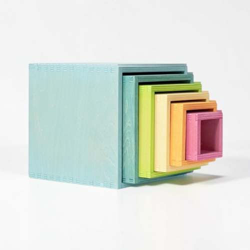 Green Elephant Wooden Nesting Box Set In Pastel Colors – EasyTot