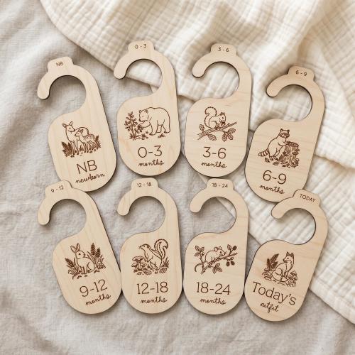 Woodland Animal Wooden Baby Closet Dividers, Set of 8