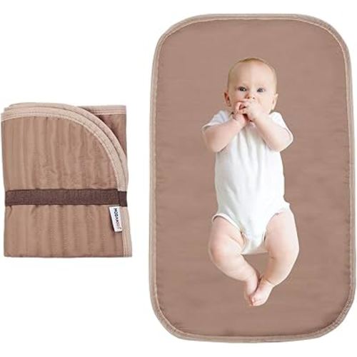 Portable Diaper Changing Pad-Quilted Thicker Waterproof Changing Pad-Change Pad Liner Bed Pad Play Mat-Travel Diaper Changing Pad (Coffee)