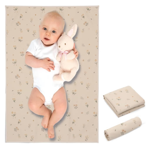 Baby Changing Mat - Wipeable Portable Changing Pad, Foldable Travel Changing Mat for Baby, Newborns Toddlers Shower Gifts (Flower,20"*28")