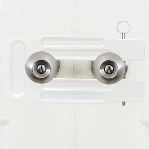 French Door Lock Childproof | Adjustable Double Door Reinforcement Lock for French Doors Home Security | Add High Security to Prevent Home Unauthorized Entry | Unibody Aluminum Construction, White