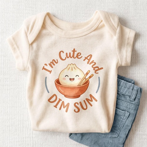 I'm Cute And Dim Sum Baby Onesie - Funny Foodie Dumpling Bodysuit
