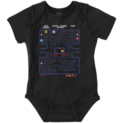 Brisco Brands PACMAN Game Over Retro Video Gaming Baby Romper Boys or Girls