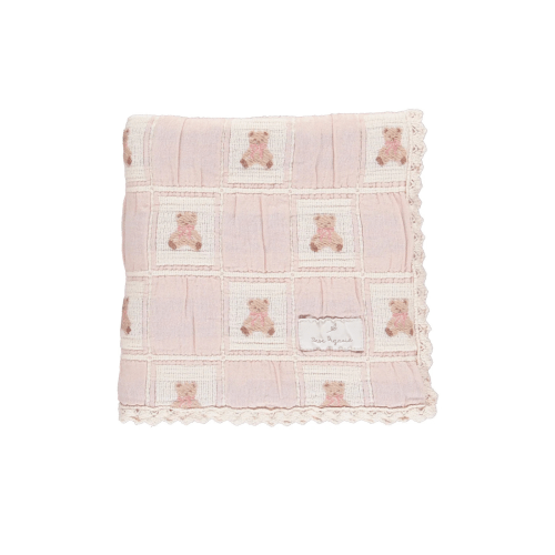 Pink Teddy Bear Patchwork Blanket