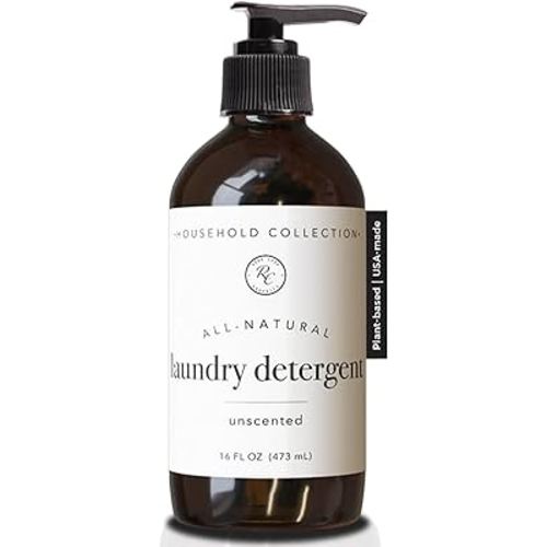 Rowe Casa Organics Unscented Laundry Detergent Liquid – Fragrance-Free Liquid Washing Detergent to Add Your Favorite Essential Oil Scents – 16 oz Pump Bottle