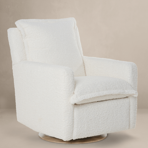 Sheepskin Cloud White | Flynn | Swivel Nursery Recliner | Oilo™ Studio
