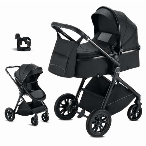 2 in 1 Baby Stroller, Convertible Bassinet Pushchair for Infants and Newborns 0-36 Months