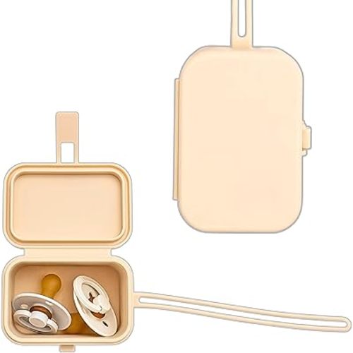 Silicone Pacifier Case - Hygienic Sealed Closure, One-Piece Easy-to-Clean Design,100% Food-Grade, BPA-Free Baby Pacifier Holder Case, Binky Holder, Attach to Any Diaper Bag or Stroller - Baby’s Aid