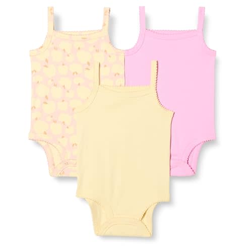 Amazon Essentials Baby Girls' Sleeveless Bodysuits, Pack of 3