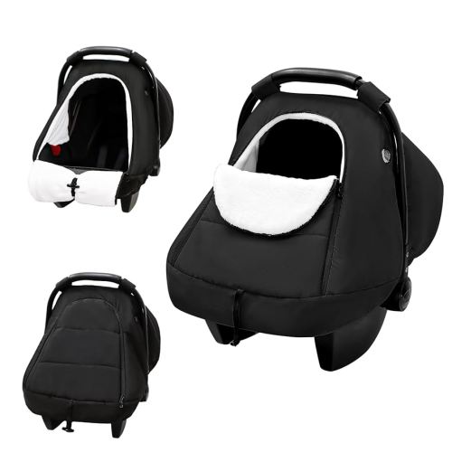 SWESEN Winter Car Seat Covers for Babies, Cozy & Warm Cover, Infant Car Seat Canopy Water Resistant, Universal Cold Weather Shield, Black