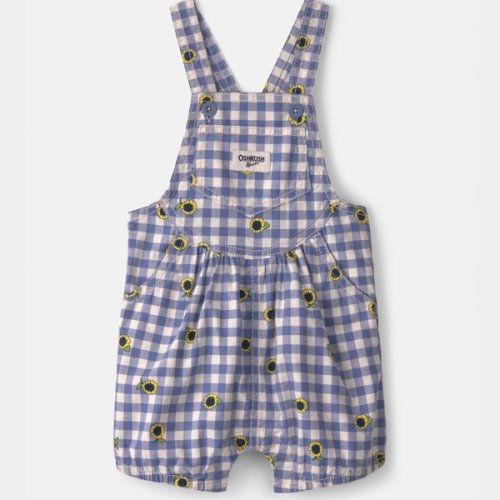 Baby Girl Sunflower Gingham Shortall - Blue - OshKosh B'gosh | Carter's