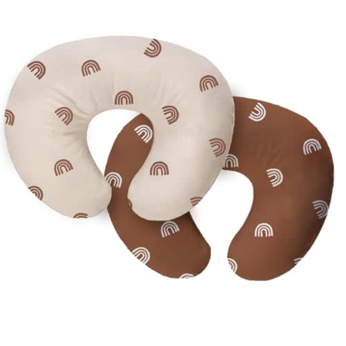 Neutral Boho Rainbow Nursing Pillow Cover - 2 Pack Fits 22.5in*18in Pillow for Baby Boy or Girl