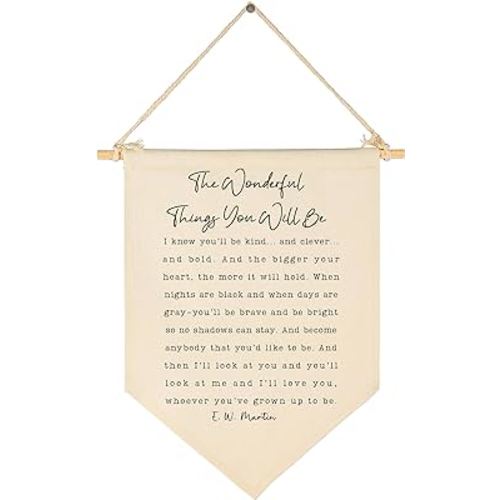 The Wonderful Things You Will Be-Flag Sign Gifts for Baby Newborn Boys Girls Kids-Banner Wall Decor Gifts for Nursery Bedroom Playroom Front Door-Baby Gift Shower-New Home Christmas Gift