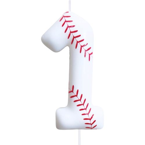 Baseball Birthday Number Candles for Cake White Number 1 Rookie of The Year 1st Birthday Candle Baseball Cake Topper for Baseball Birthday Party Decorations