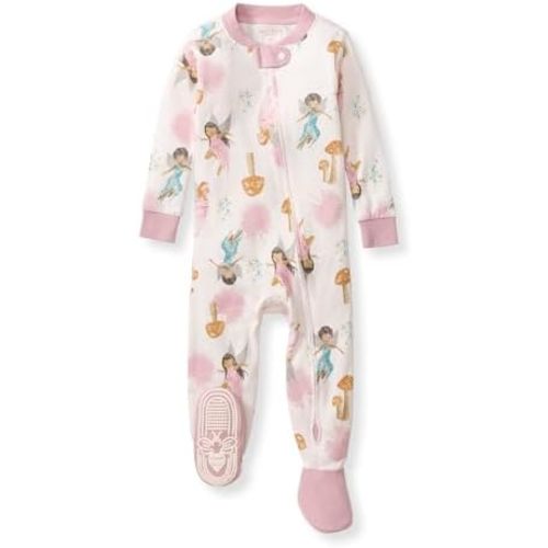 Burt's Bees Baby Girls' Snug Fit One-Piece Footed Non-Slip Sleeper Pajamas