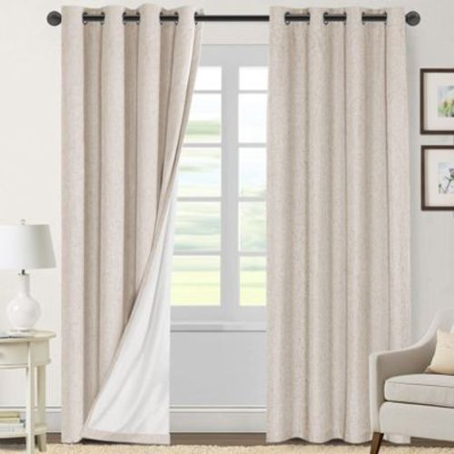 H.Versailtex Premium 100% Blackout Curtains Thermal Insulated White Liner Grommet Top Sold by 2 Natural 52"W x 108"L By H.Versailtex