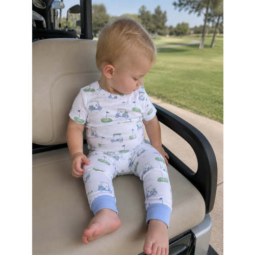 Short Sleeve Loungewear Set, Golf Carts Blue