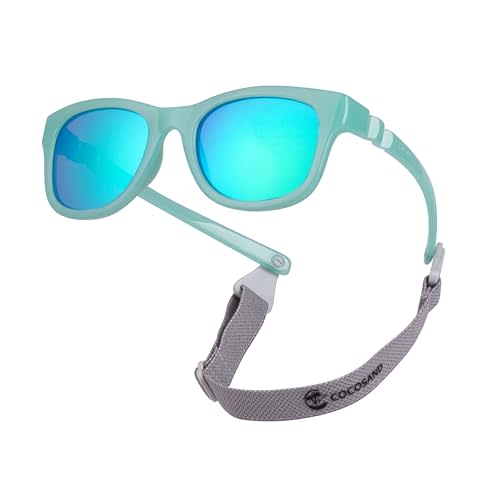 COCOSAND Baby Sunglasses with Strap UV Protection Flexible Square Frame for 0-12 Months Newborn Infant Boys Girls