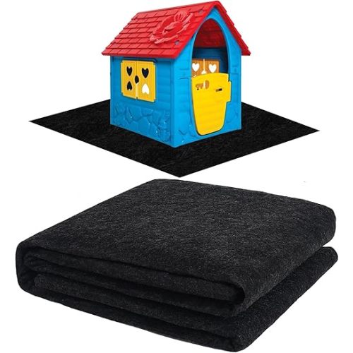 Outdoor Playhouse Mat 59'' x 59'' Portable Activity Rug with Non-Slip Backing Outside Game House Play Mat Playhouse Pad Rug for Outdoor Playground Flooring